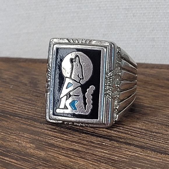 Vintage Accessories Vintage Wolf Spirit Animal Silver Pinky Ring Sz